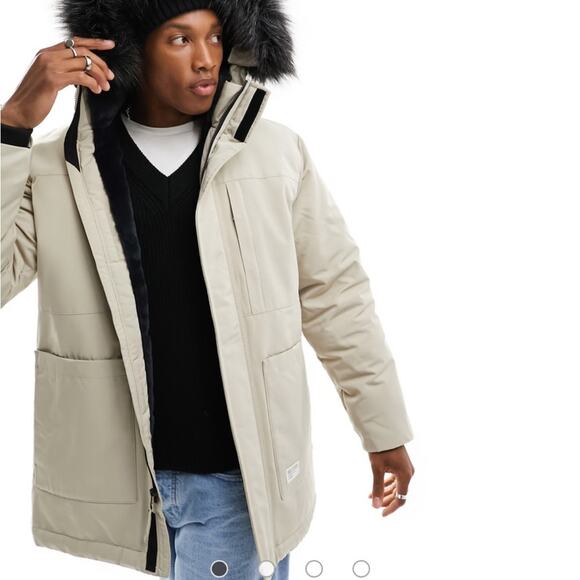 Hollister Tan Longline Hooded Snow Jacket Coat Men’s Size XL - Picture 1 of 12